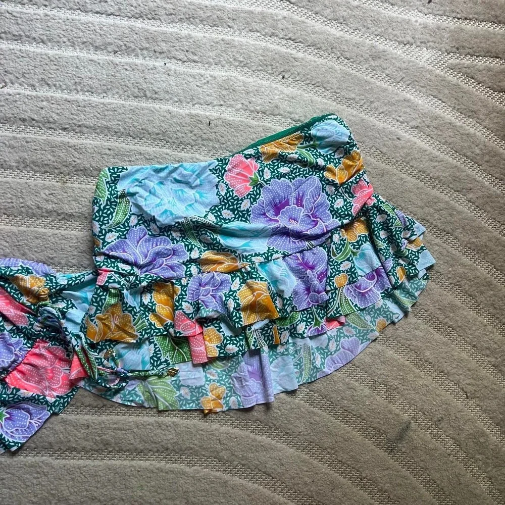 Cremieux multicolored floral print bikini set size Large Beach Tropical Swimwear